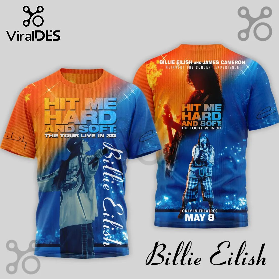 Billie Eilish Hit Me Hard and Soft 3D Concert Tour Graphic T-Shirt
