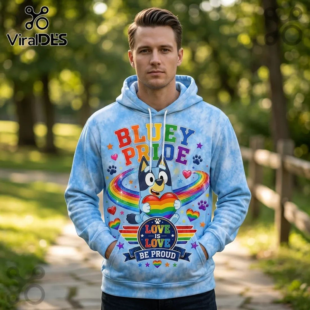 Bluey x Rainbow Pride Love Wins Tie Dye Collectible Hoodie