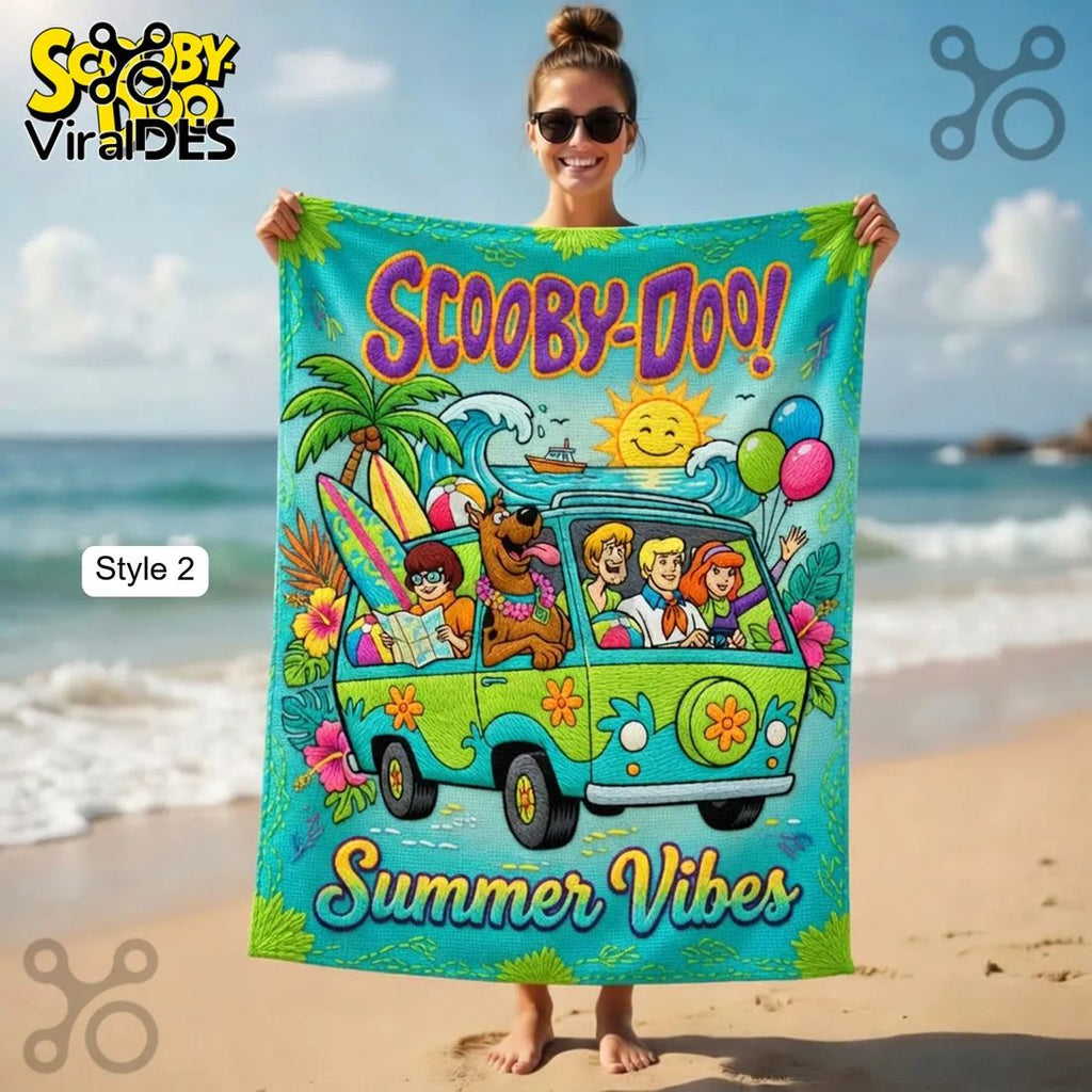 Scooby-Doo Summer Vibes Mystery Inc. Tropical Fun Vibrant Beach Towel