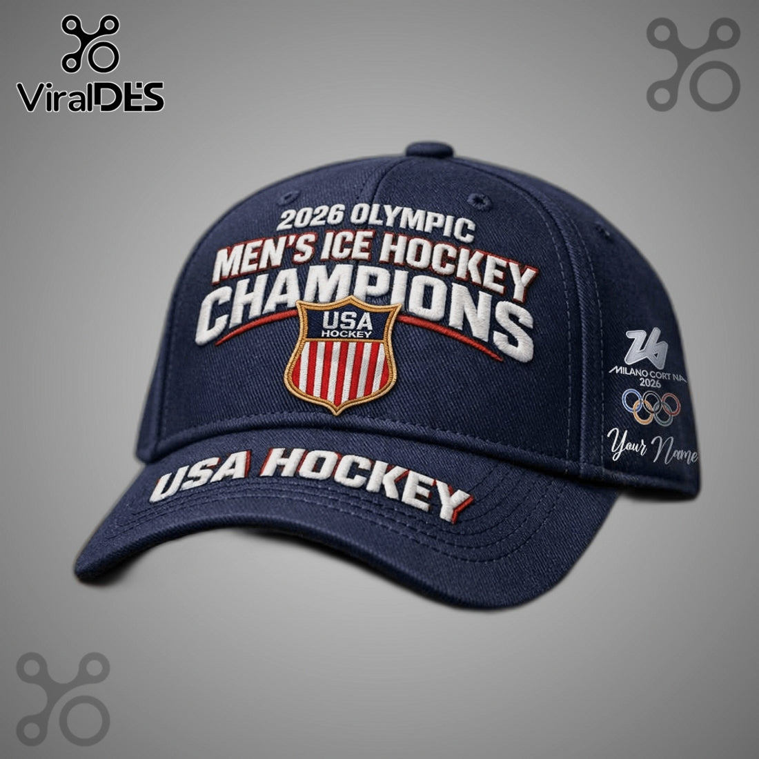 USA Hockey 2026 Olympic Champions, Personalized Premium Baseball Cap