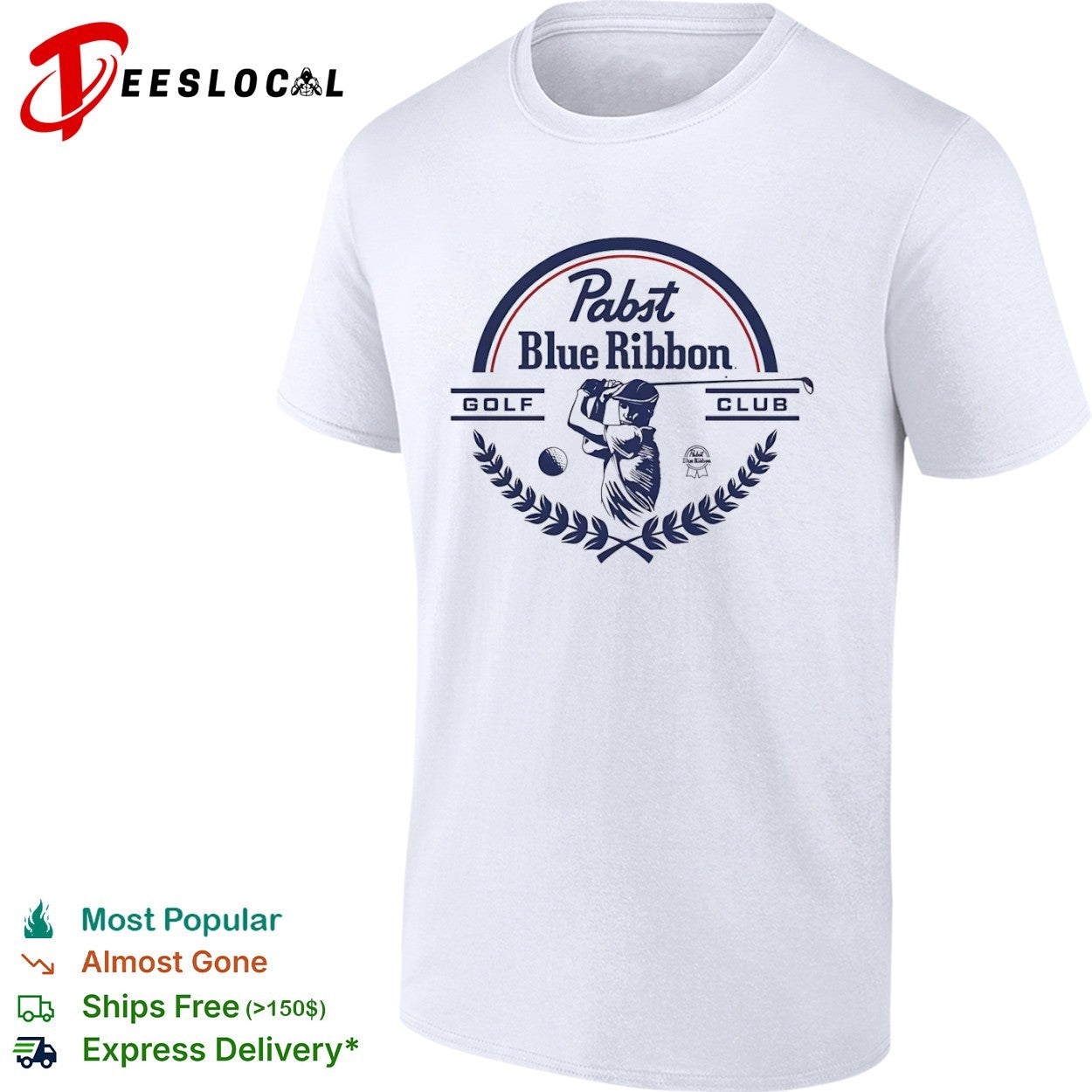 Pabst Blue Ribbon Golf Club Logo Beer PBR shirt