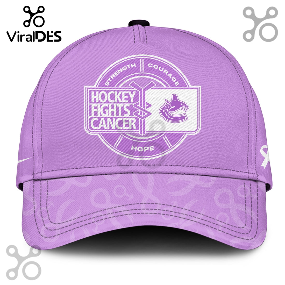 Vancouver Canucks Hockey Fights Cancer Purple Ribbon Hoodie