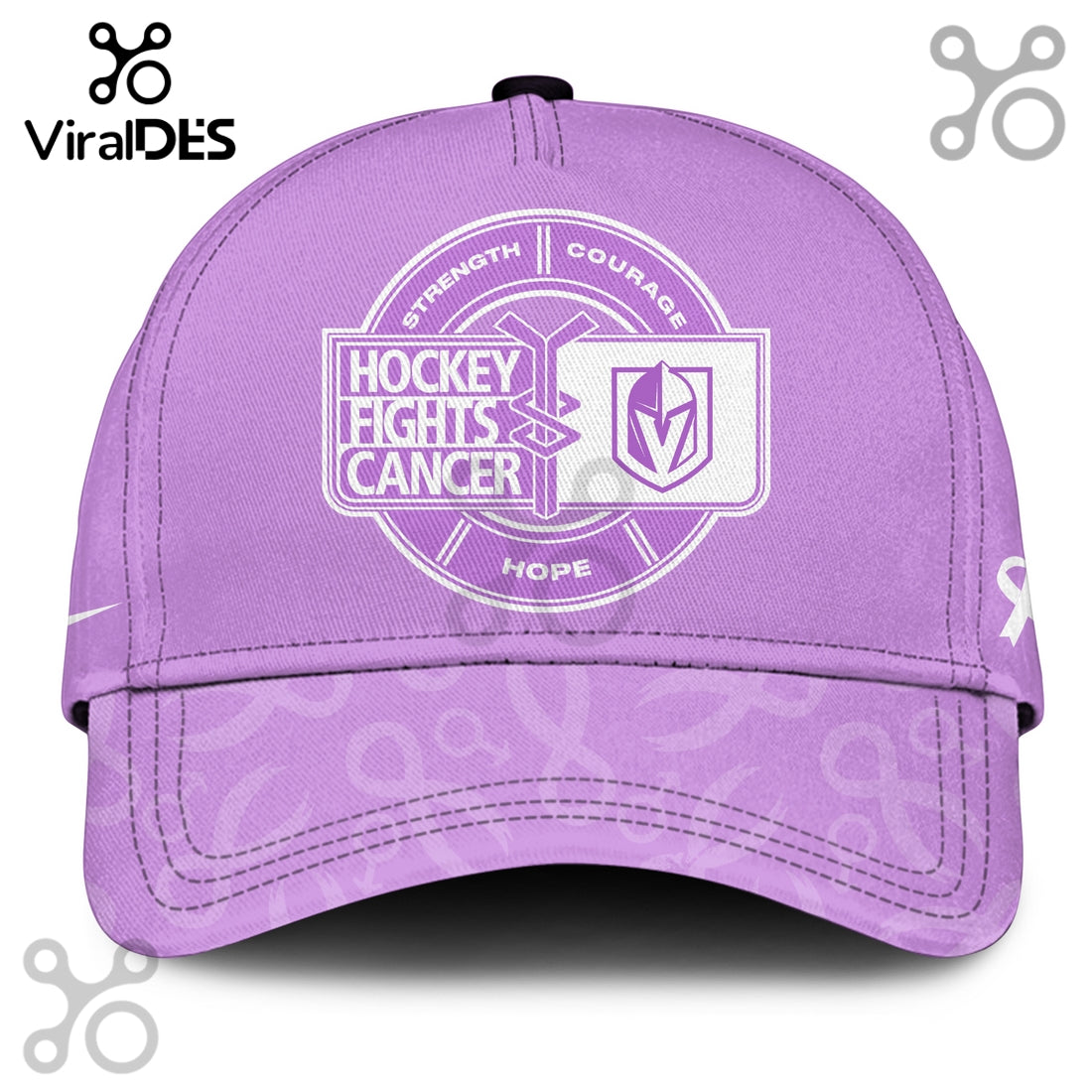 Vegas Golden Knights Hockey Fights Cancer Purple Ribbon Hoodie