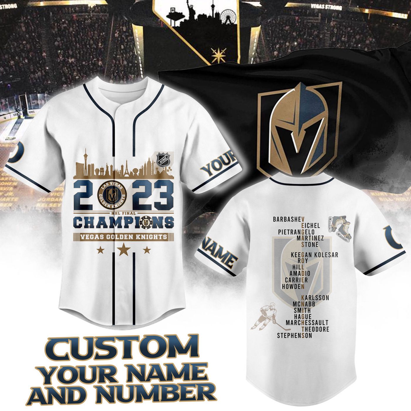 Vegas Golden Knights Stanley Cup Champions 2023 White Baseball Jersey - Bafud