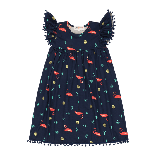 Flamingo Short Sleeve Dress – Colorful Multicultural Kids Outfit