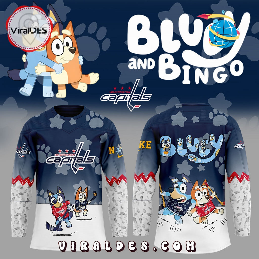 Washington Capitals Bluey and Bingo 2025 Hockey Jersey