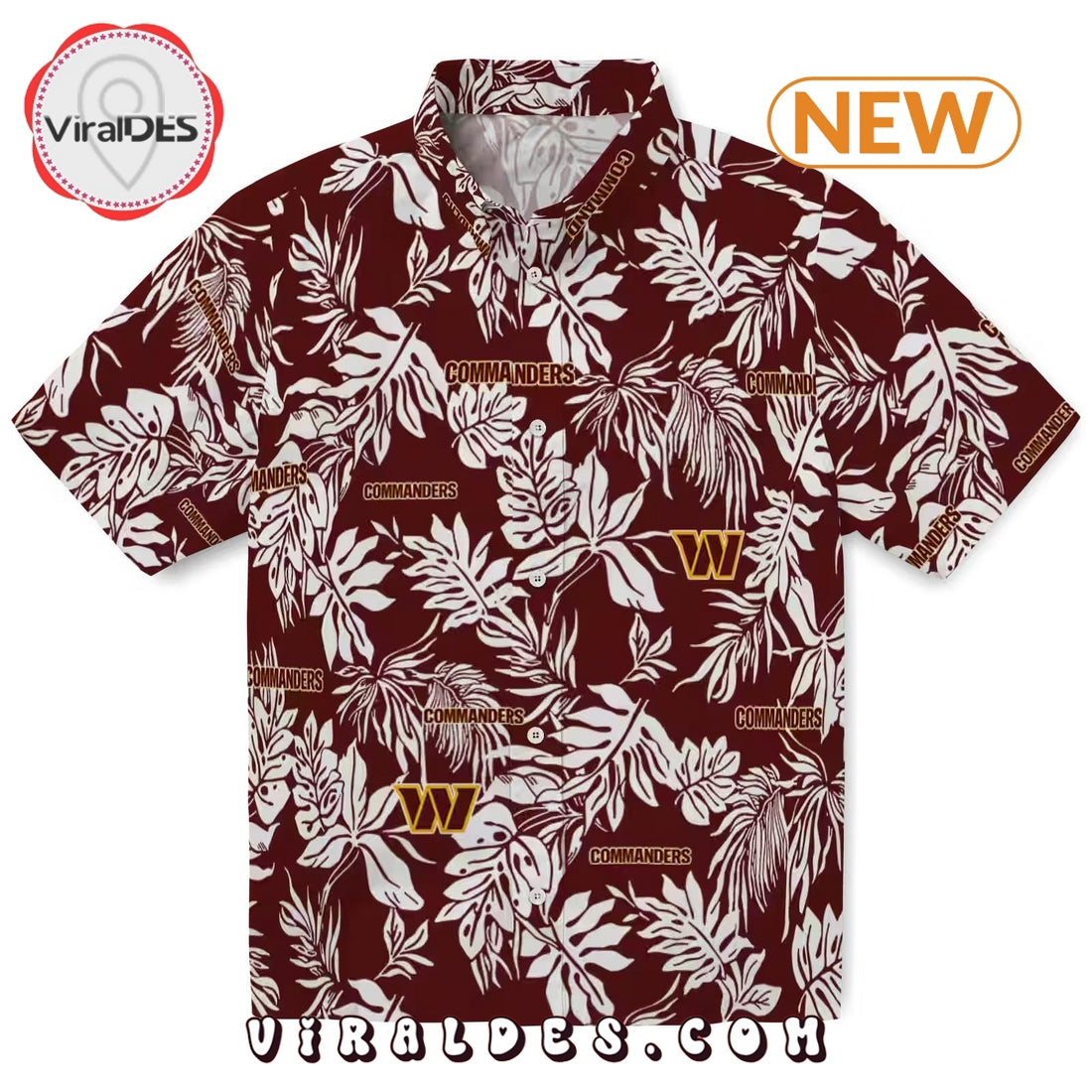 Washington Commanders Tropical Leaf Burgundy Hawaiian Shirt