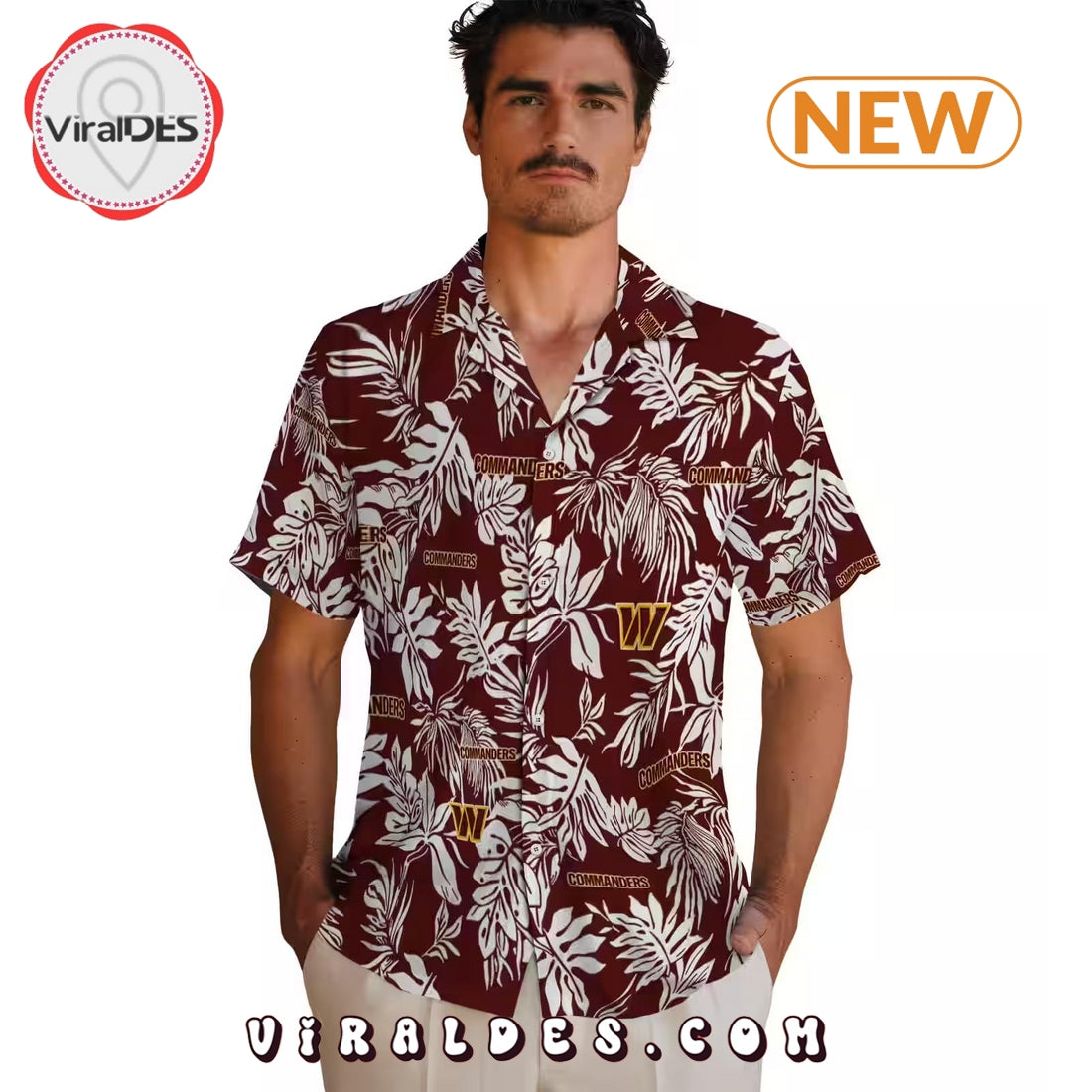 Washington Commanders Tropical Leaf Burgundy Hawaiian Shirt