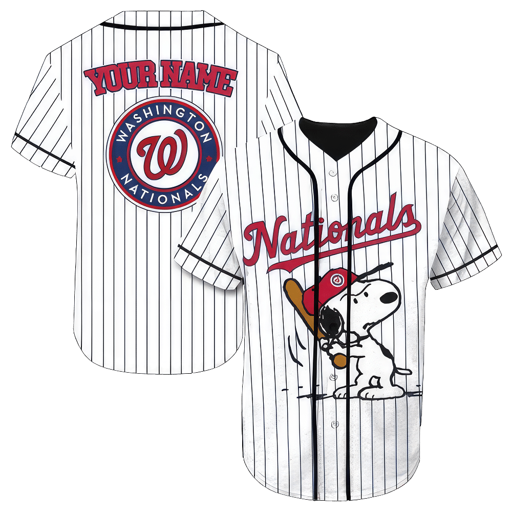 Washington Nationals Snoopy Name Personalized Baseball Jersey Shirt - Gift for Women Men - Bafud