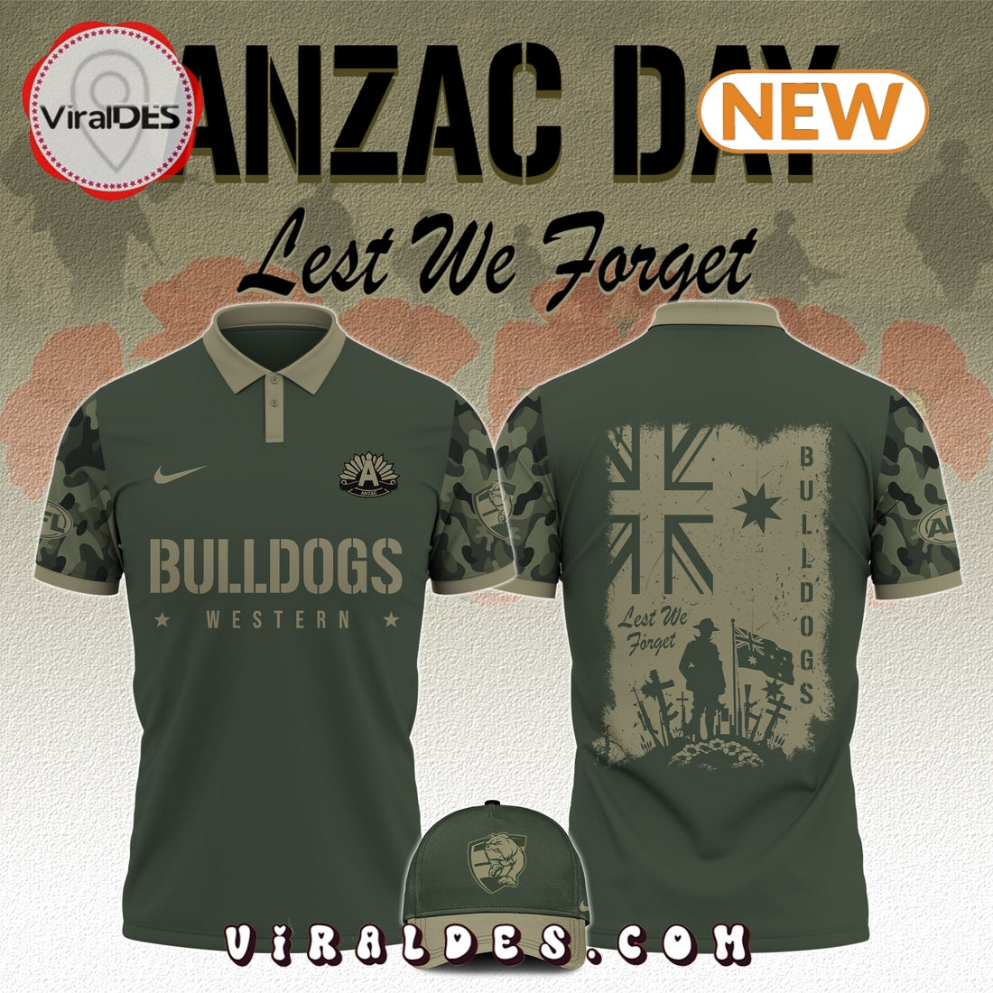 Western Bulldogs x Anzac Day Limited Edition Polo, Cap
