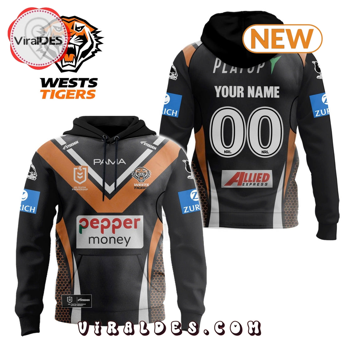 Wests Tigers 2025 Custom Limited Hoodie