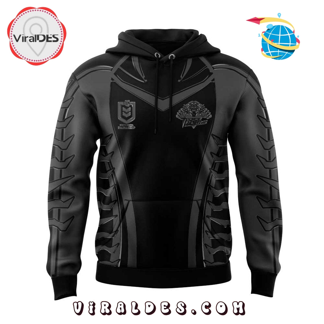 Wests Tigers Back In Black Old Logo Hoodie 2025