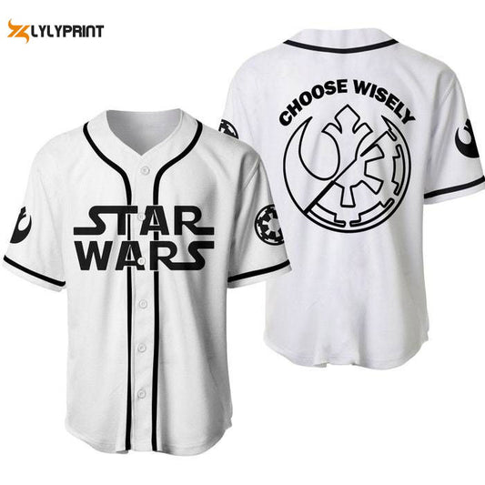 White Black Star Wars Dark & Light Sides Disney Unisex Cartoon Casual Outfits Custom Baseball Jersey Gifts for Fans - lylyprint.com