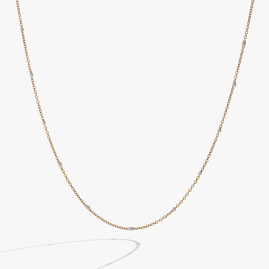 Enamel White Dot Chain Necklace