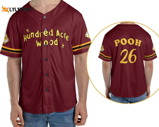 Winnie The Pooh Hundred Acre Wood 2 Sided Baseball Jersey Shirt, Disney Pooh Bear Sport - lylyprint.com