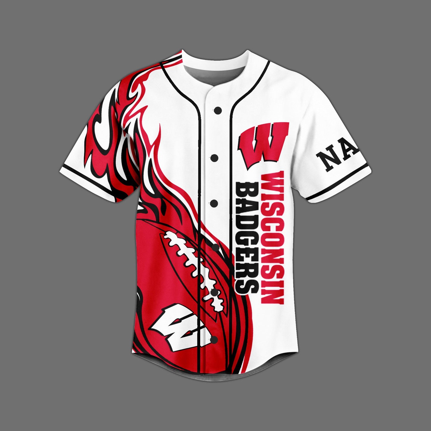 Wisconsin Badgers Football Jump Around Sport Baseball Jersey