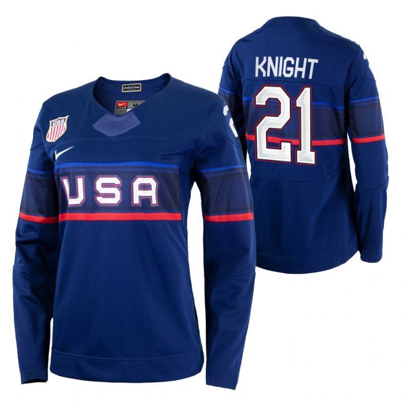 women women 2022 beijing winter olympic #21 hilary-knight-usa navy-away-jersey