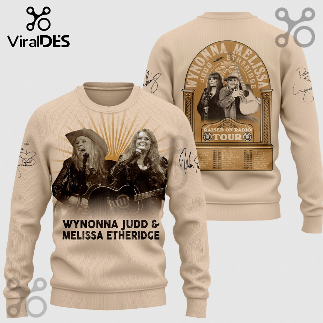 Wynonna Judd Melissa Etheridge Raised on Radio Tour Concert T-Shirt