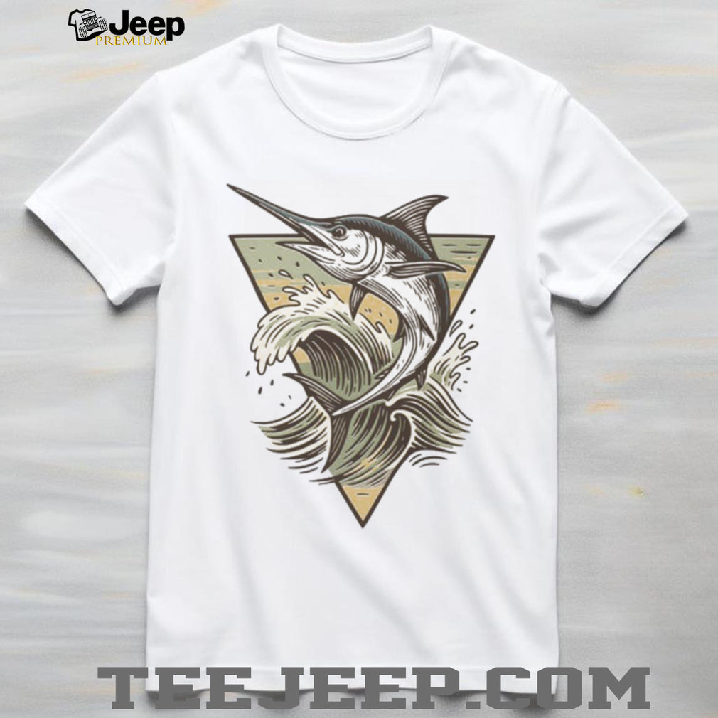 Majestic Blue Marlin Swordfish Ocean Wave Graphic T shirt