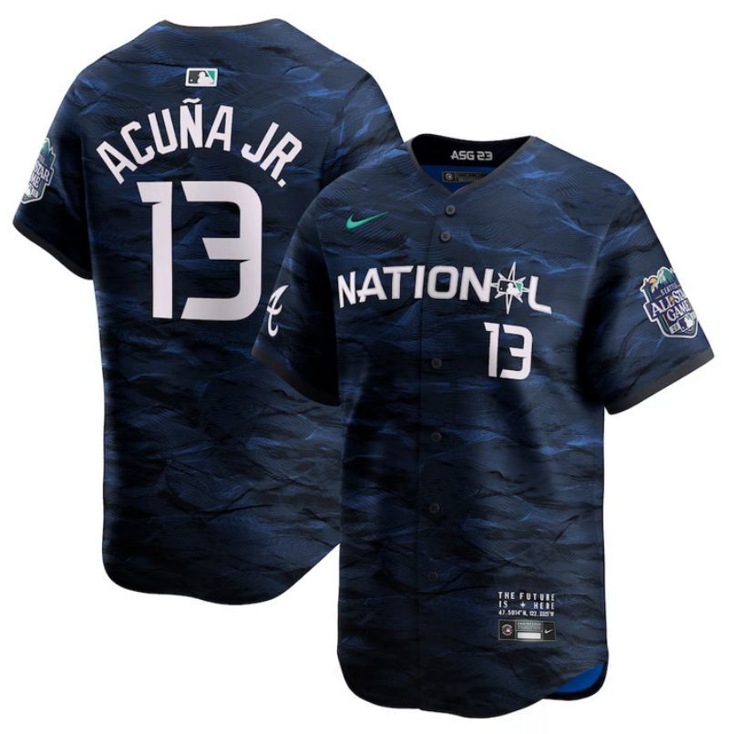youth atlanta braves #13 ronald acuña jr. royal 2023 all-star stitched baseball jersey
