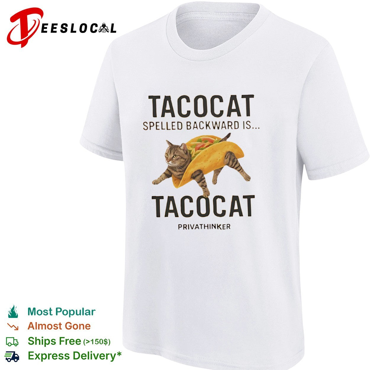 Tacocat Spelled Backward Is Tacocat Cat Taco shirt