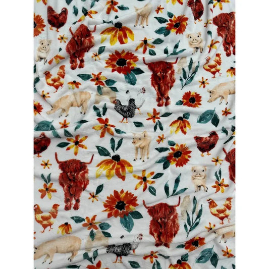 zChicken and Highland Cow Soft THROW 60x80