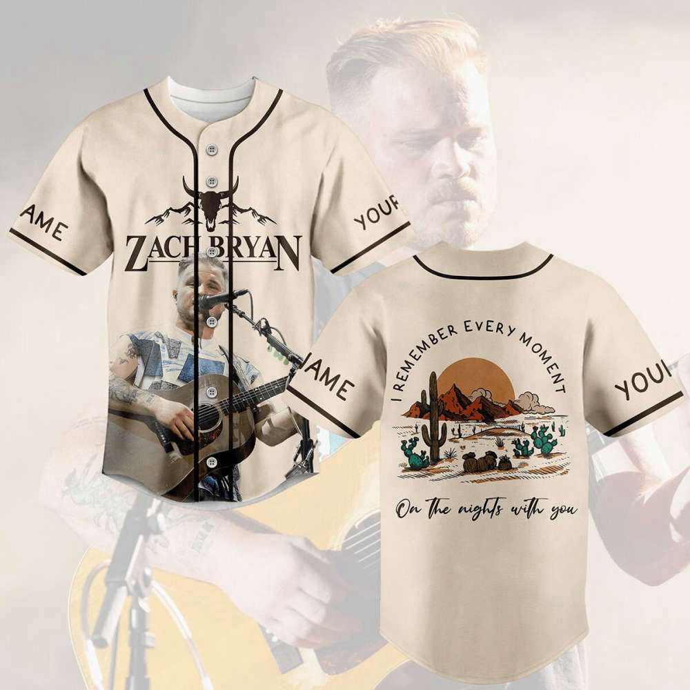 Zach Bryan I Remember Every Moment Baseball Jersey - Customized Highway Boy Shirt Country Music Singer Merch & Gift