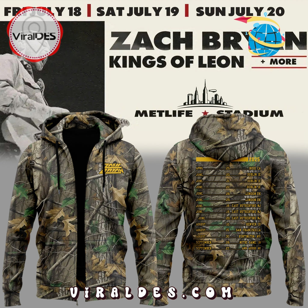 Zach Bryan Kings Of Leon Meadowlands Camo Hoodie