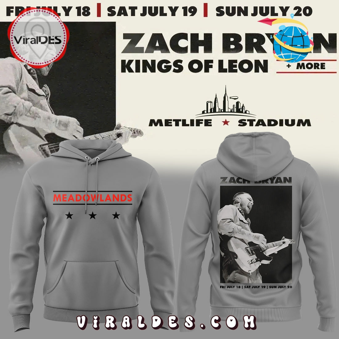 Zach Bryan Meadowlands Grey Hoodie, Long Pants
