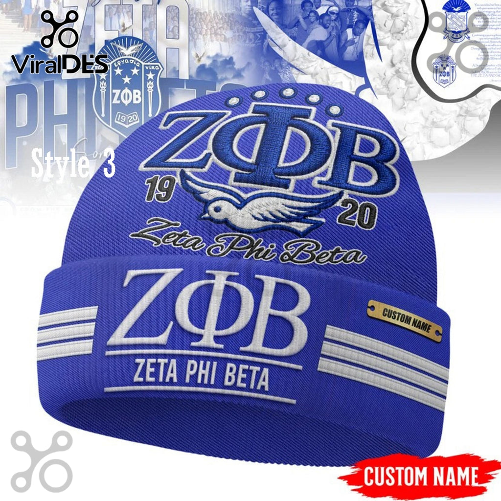 Zeta Phi Beta Custom Name Beanie Hat